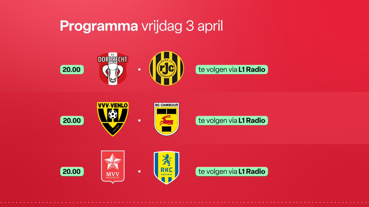 Een volle voetbalavond bij #L1! Volg #DORROD, #VVVCAM en #MVVRKC live: