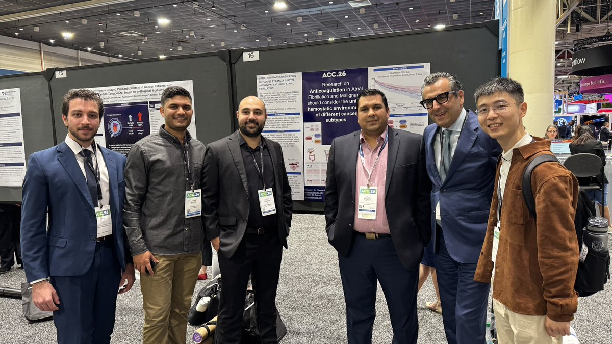 AmitabhCPandey's tweet photo. Great work by the @TulaneTriad team for Day 3 morning posters at #ACC26. @mabou_khalil @montaser4k @MassadChristian &amp; @DrAlexElDarzi. Great science. Great fellows. Great team. @nmarrouche @HanFengGHD @TulaneDDoM @TulaneMedicine @ACCinTouch @CardioMyoShark @stefankmil @RadiaKsayer https://t.co/kSubJwRMuJ