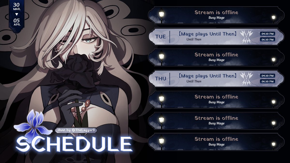 EllaDains's tweet photo. Schedule is here!! Week of March 30th to April 5th!🩵

🎨- @TheLagger9 https://t.co/t4Kl1aC4ex