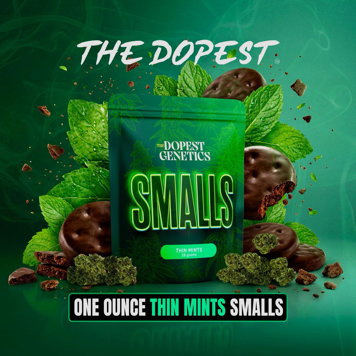 The_Dopest_Shop's tweet image. Monday drop #1: THIN MINTS smalls.  This was the go-to over the weekend and we had to release a limited amount on the site today.  It's got this mix of sweet minty cookies with a gas on the exhale-was a pretty unique one we think you'll like. #cookies #mint #cannabis