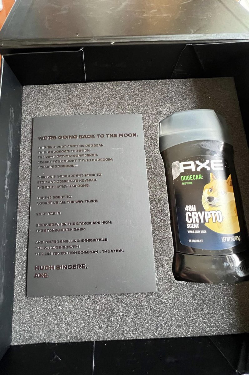 maridimarket's tweet photo. AXE ♥️DOGE    
Of Course DogeCoin Smells Like AXE 

$DOGE #Dogecoin @AXE #DogeCan https://t.co/HJilcnPuzP