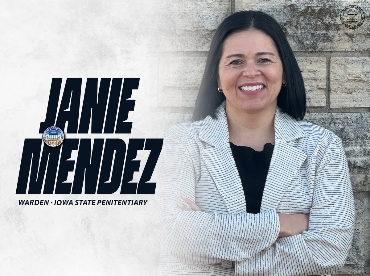IowaCorrections's tweet photo. We are pleased to announce Janie Mendez as the new Warden of Iowa State Penitentiary.
Mendez brings more than 20 years of experience with the Iowa Department of Corrections, serving in a variety of leadership roles.
🔗 https://t.co/36Dy0ijy5P
#IDOC https://t.co/wkBYozBq5C