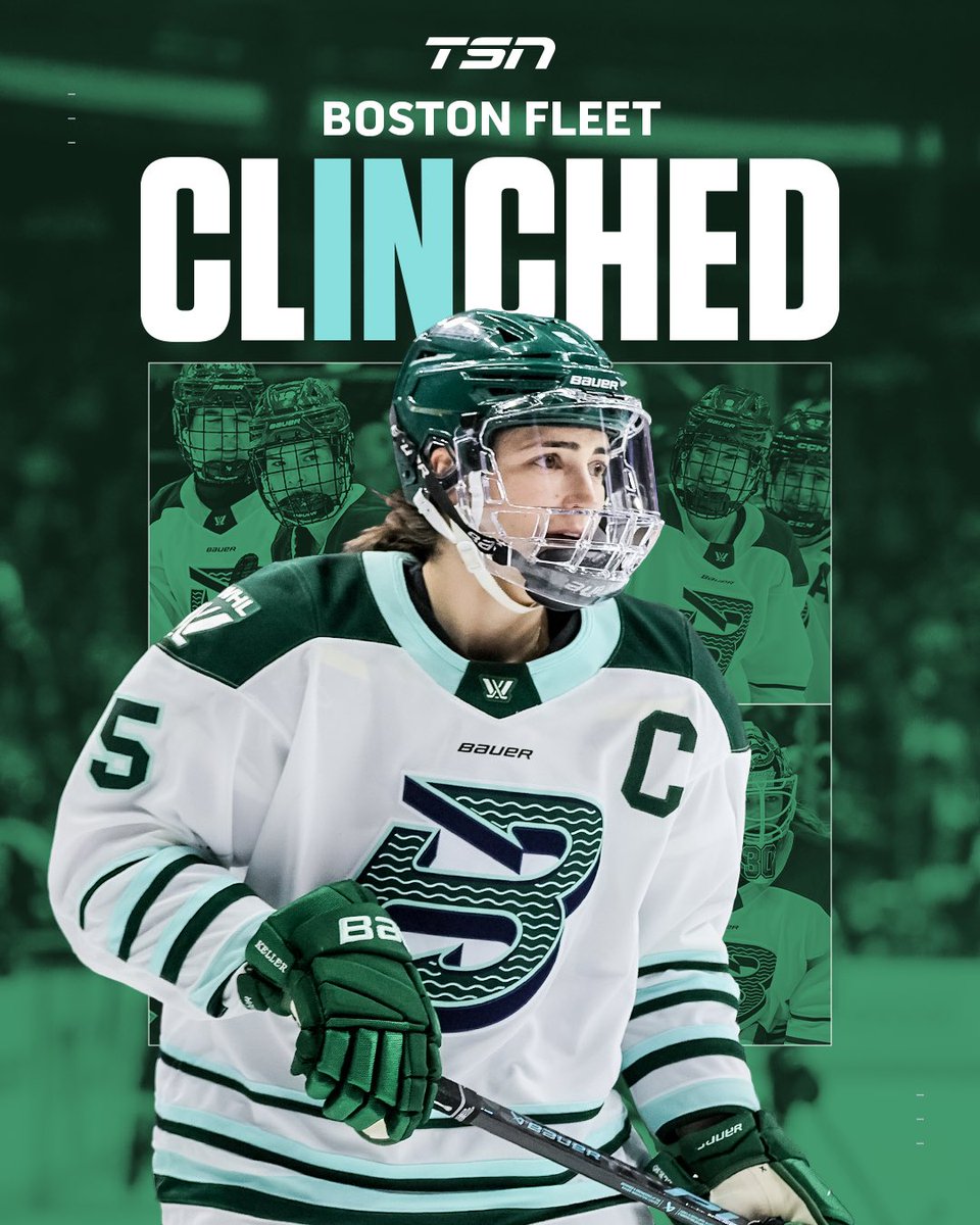 TSN_Sports's tweet photo. The Boston Fleet are back in the postseason, becoming the fastest team in PWHL history to punch their playoff ticket! 👀 https://t.co/pcg8xjyCxX