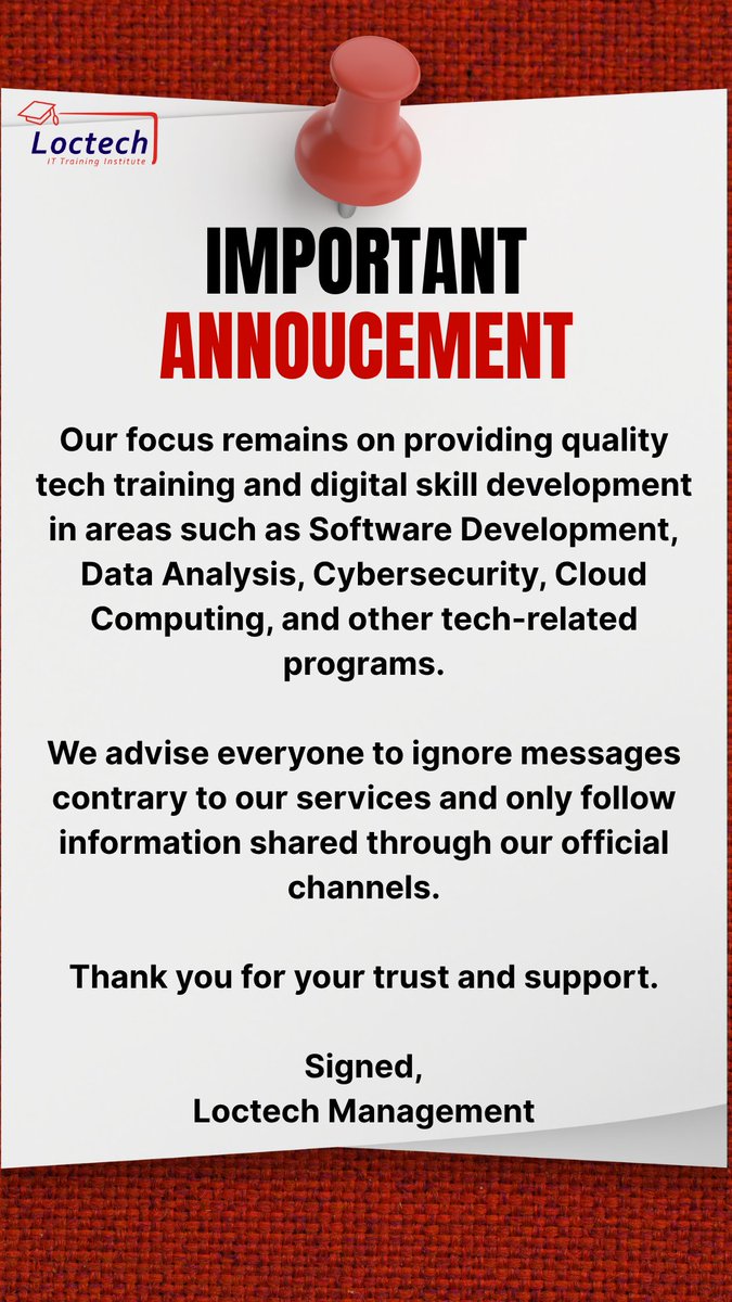 Loctech IT Training Institute tweet media