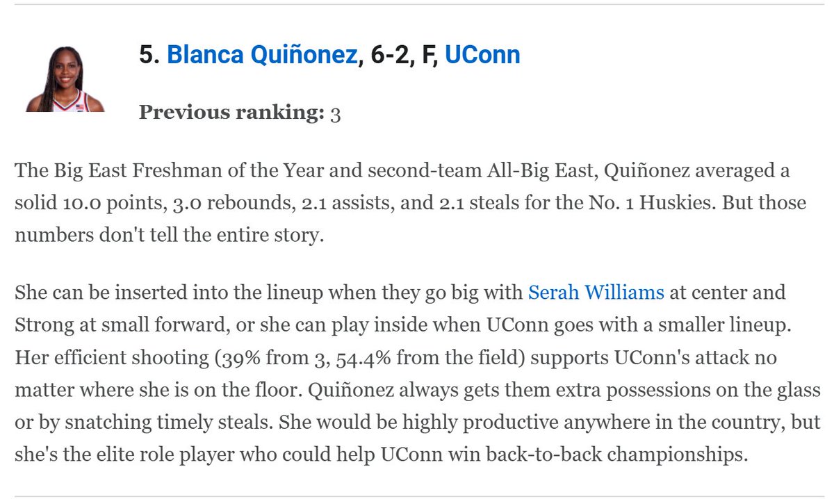 amafs7's tweet photo. Está entre top 5 Women's NCAA basketball rankings para este año. Realmente una locura, mucha admiración por ella. https://t.co/3YQ4Cz0XoR