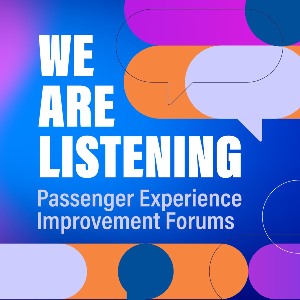 ⚠️ The Passenger Experience Improvement Forums are this week (3/31-4/2-4/4) — but don’t wait to fill out the online survey:

🚌 Bus: bit.ly/4bSzSRN
🚅 Rail: bit.ly/4bSmkFW
🚋 Light Rail: bit.ly/410Jq8d
🚐 Access Link: bit.ly/3O63vaf