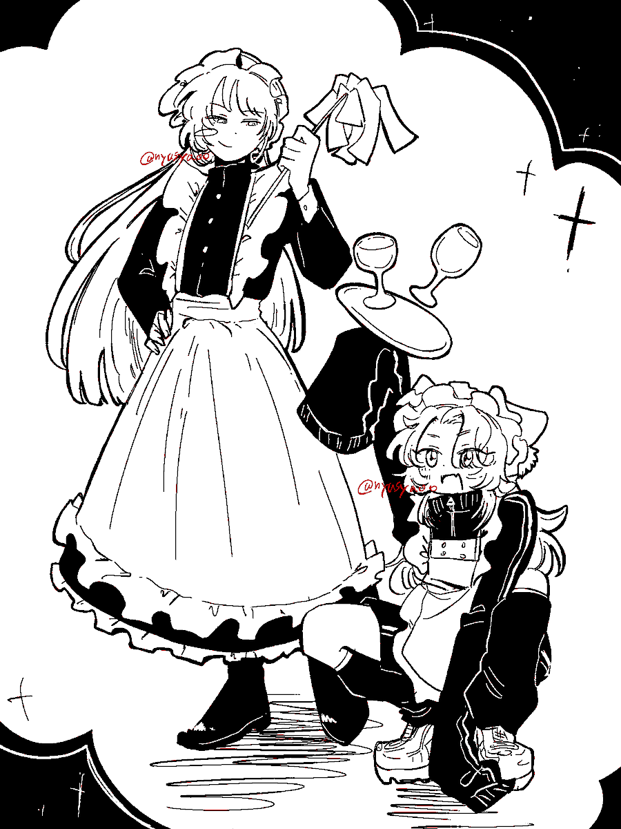 nyusyaoo's tweet photo. The女装、のニュアンスじゃなくメイド服を着てる絵の男性が好きだ、という絵 https://t.co/K06dlmQtKy