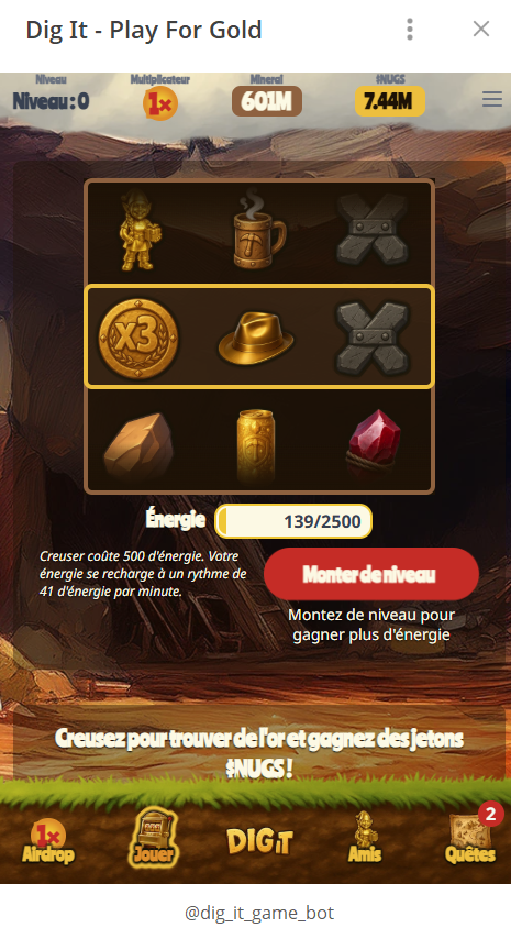 Cryptosnowball_'s tweet photo. On my journey from crypto zero to hero! I’m playing a cool Telegram game called Dig It - Play for Gold. I don’t expect anything, but they plan to do an airdrop for those playing it. Nothing is guaranteed, and I’ll find out when the time comes. https://t.co/alS9QcCwD6