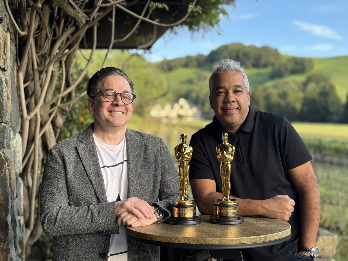 skywalkersound's tweet photo. Gary and Juan brought a little hardware back to the Ranch 🏆

📸 by Ryan Cota https://t.co/tNgdYBCvhJ