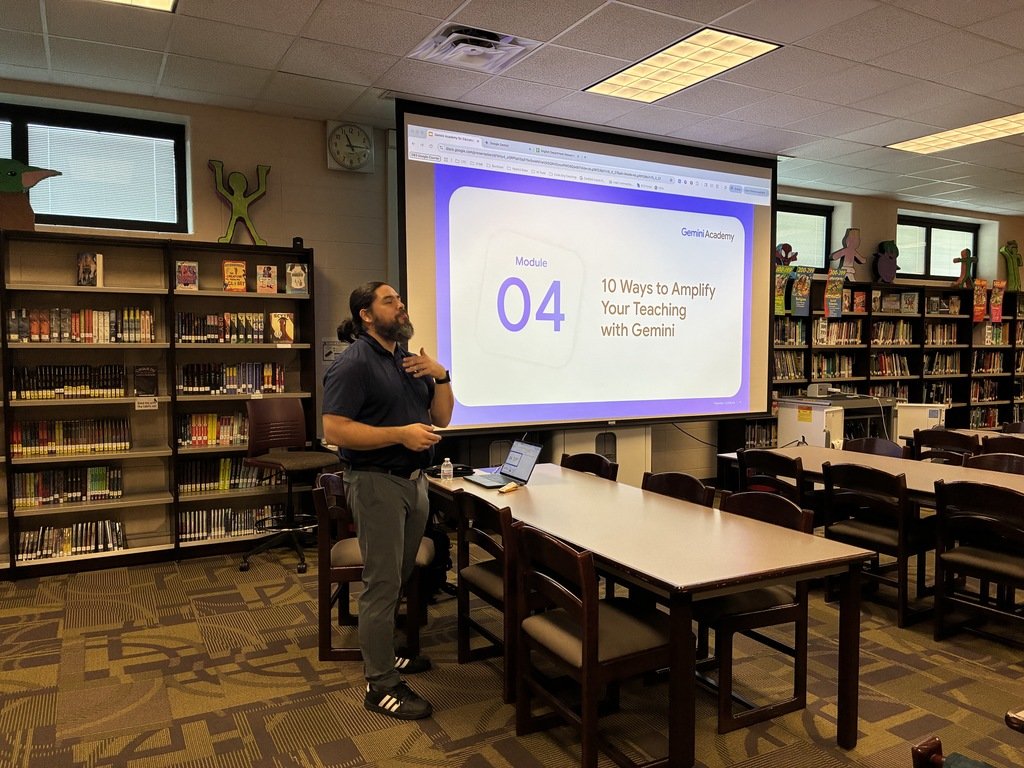 D83Shines's tweet photo. Full house alert! 🚀 30 educators are at MMStoday for the Gemini Educator Workshop!

We’re mastering the PARTS framework and building Custom Gems to transform the classroom. Thanks to Mark Okigawa &amp; @LTC_Illinois for leading the way! 💻✨

#GeminiAcademy #AIinEdu https://t.co/Cv5t6C6doR