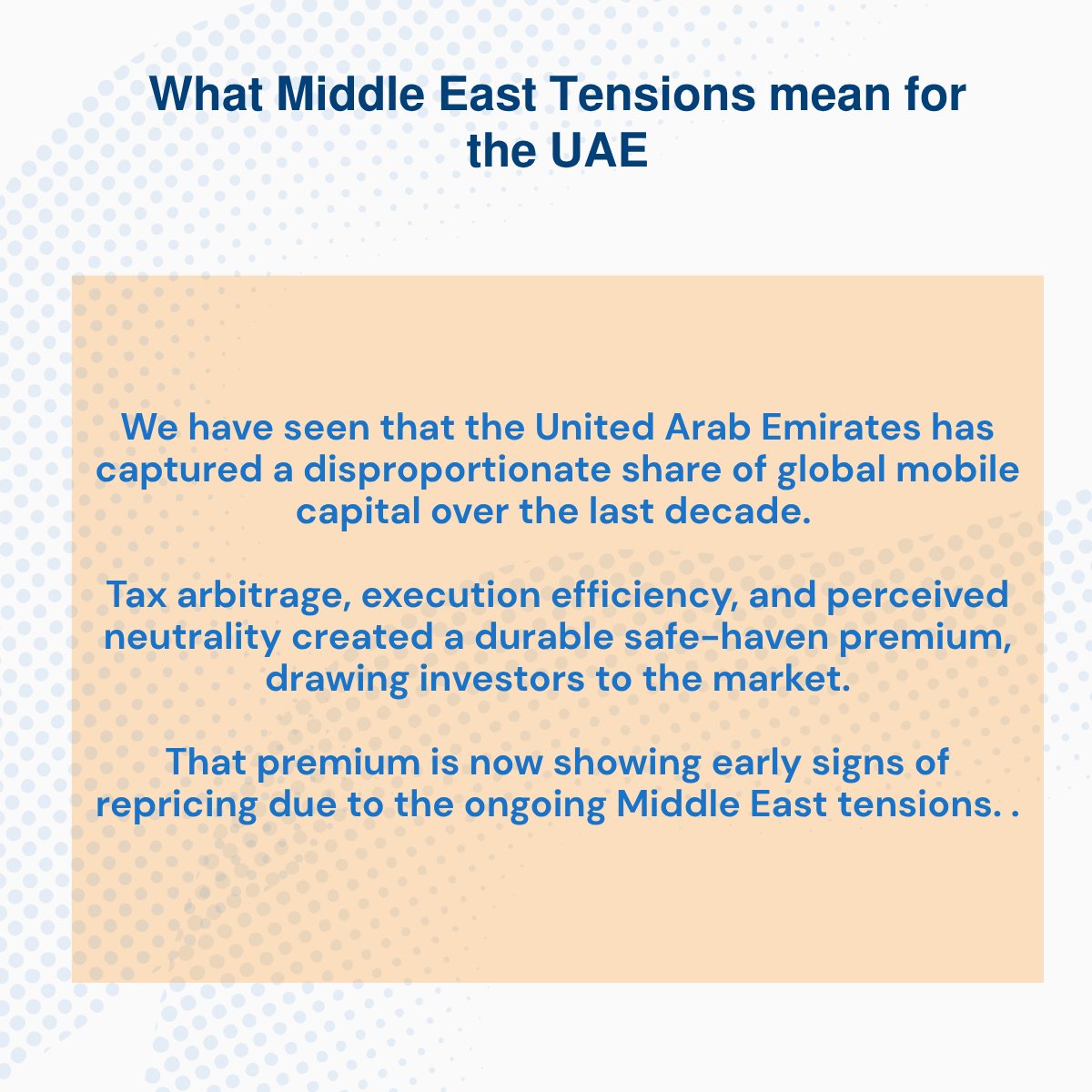 0x_Keyur's tweet photo. Markets are pricing forward risk.
But they also price relative advantage.
Unless competing jurisdictions solve for speed, neutrality, and execution at scale, the UAE’s premium may compress at the margins but not structurally reset. https://t.co/dc8hbu3kTQ