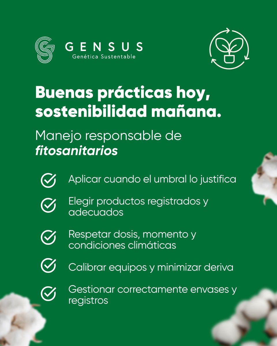 GensusArg's tweet photo. El manejo responsable de fitosanitarios es clave para una producción eficiente. Cada aplicación debe responder a un criterio técnico: respetar umbrales, elegir el producto adecuado y aplicar en condiciones correctas.

🌱 Producí mejor cuidando el entorno
https://t.co/803yutZGL5 https://t.co/36GXKFlp7d