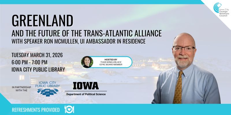 ICFRC's tweet photo. TOMORROW: Ambassador McMullen will explore U.S.-Danish relations, America’s strategic interests in Greenland, the future of the transatlantic alliance, and what these developments mean for NATO and global stability.

Register here: https://t.co/2C1DX7RhCe https://t.co/FHzeKPjfbv