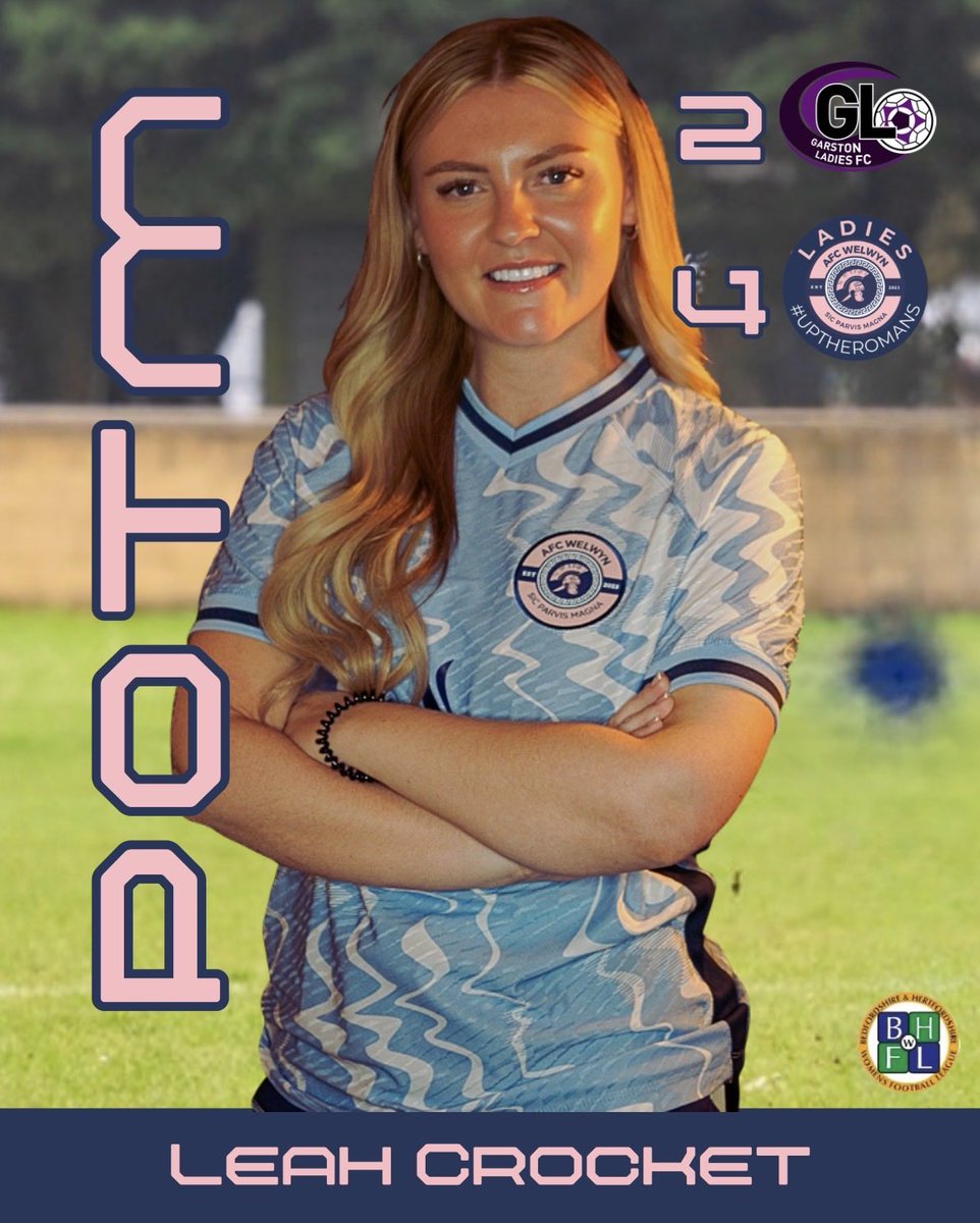 AFCWelwynLadies's tweet photo. Player of the Match 🏆

Huge congratulations to @leahcrocket 🔥 — voted Player of the Match by the opposition Garston Ladies. 

📸 @2929paul 

#PlayerOfTheMatch #LeagueWin #UpTheRomans #AFCWelwynLadies https://t.co/AmiNHxVXNy