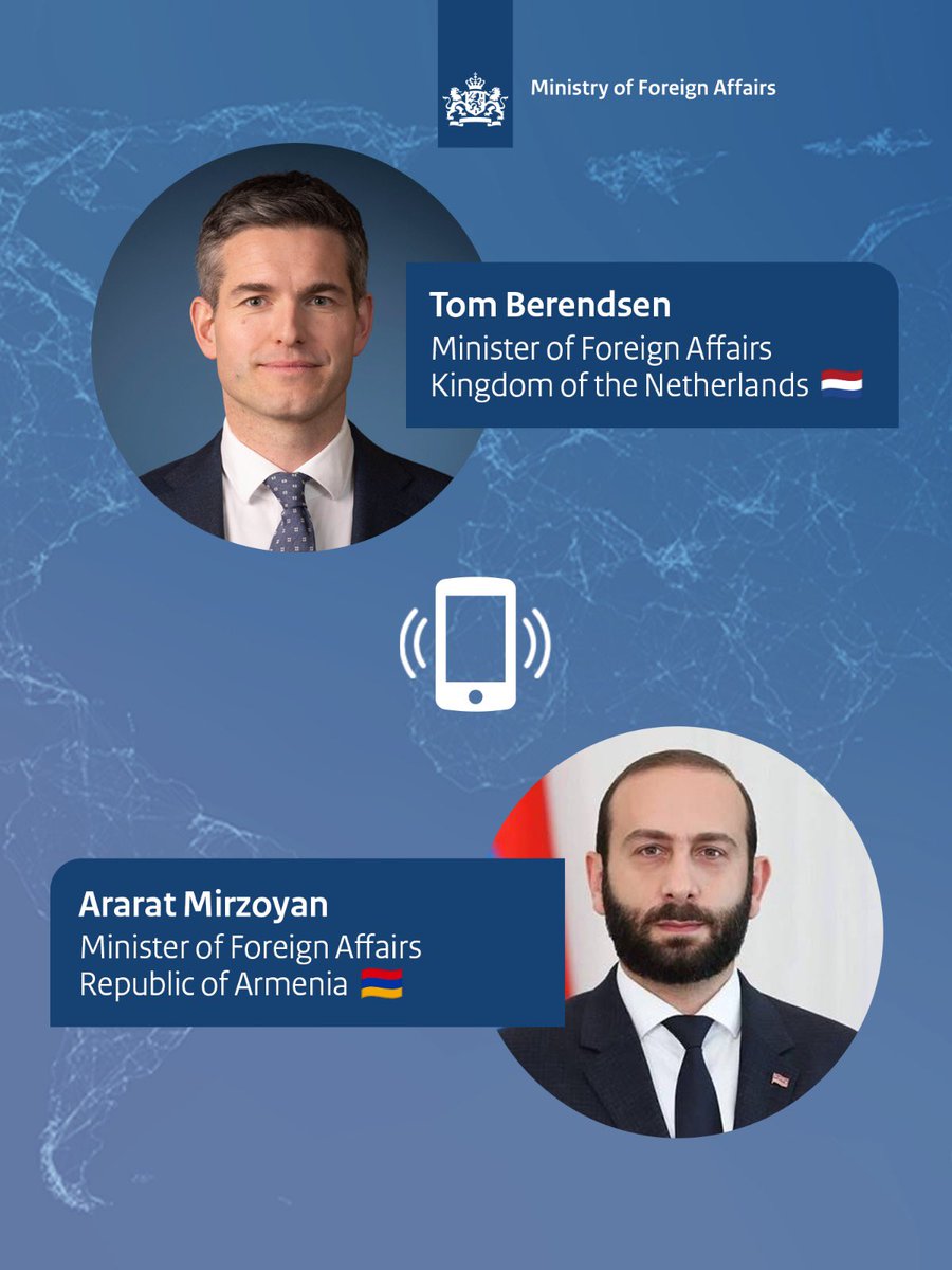 ministerBZ's tweet photo. Discussed with Armenian FM @AraratMirzoyan our strategic partnership, the EU-Armenia Summit, and the upcoming elections. There are growing concerns of foreign interference. I announced that the Netherlands is contributing via UNDP to help ensure free, fair, and secure elections. https://t.co/n0W7f7IQmD