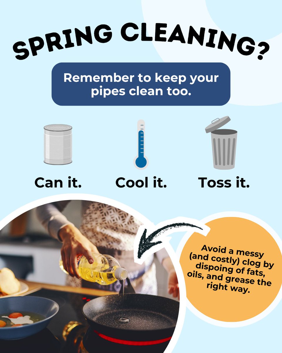 OCSanDistrict's tweet photo. Blooming flowers, sunny weather, and clean pipes 🧼

Help keep private, local, and OC San's regional lines clean by keeping grease out of the drain. Instead, pour it into a container, let it cool, and toss in the trash. https://t.co/PLlLgncKVd