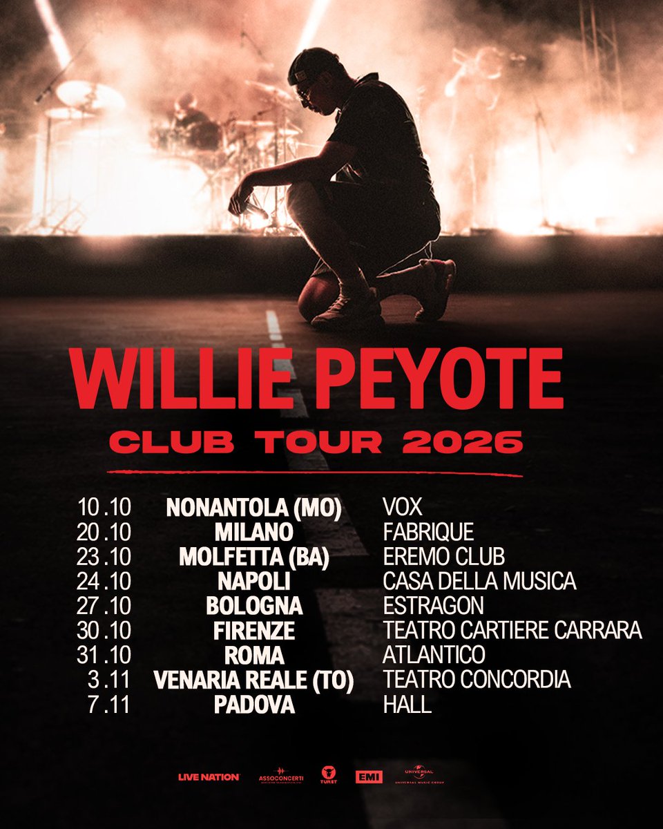 indipendente's tweet photo. #WilliePeyote annuncia il suo ritorno live! L’artista è pronto a portare le sue hit nei principali club italiani il prossimo autunno 

Biglietti disponibili da ORA per gli utenti iscritti a My Live Nation https://t.co/tueiQfFo2d