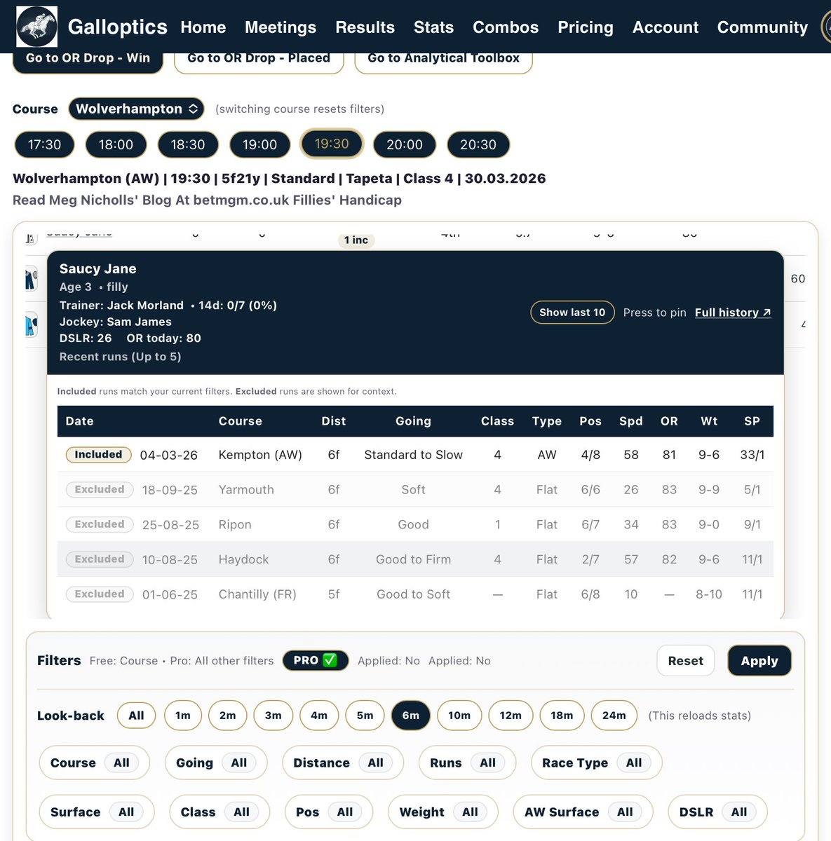 Galloptics | Interactive Racecards tweet media
