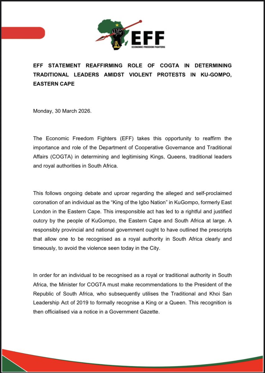 Economic Freedom Fighters tweet media