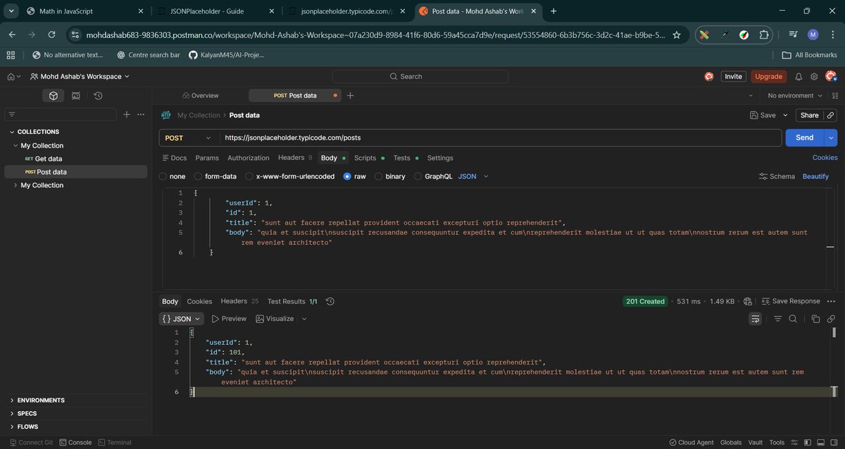 Ashab__683's tweet photo. 🚀 Learning how websites talk to the outside world!

Today I worked with APIs in JavaScript using fetch()
✔️ GET requests
✔️ POST requests (Postman)
✔️ Understanding responses like 201 Created
Feels great to see real data flow 🌐
#100DaysOfCode #WebDev #JavaScript #Day87 https://t.co/WD8ZFMqauv