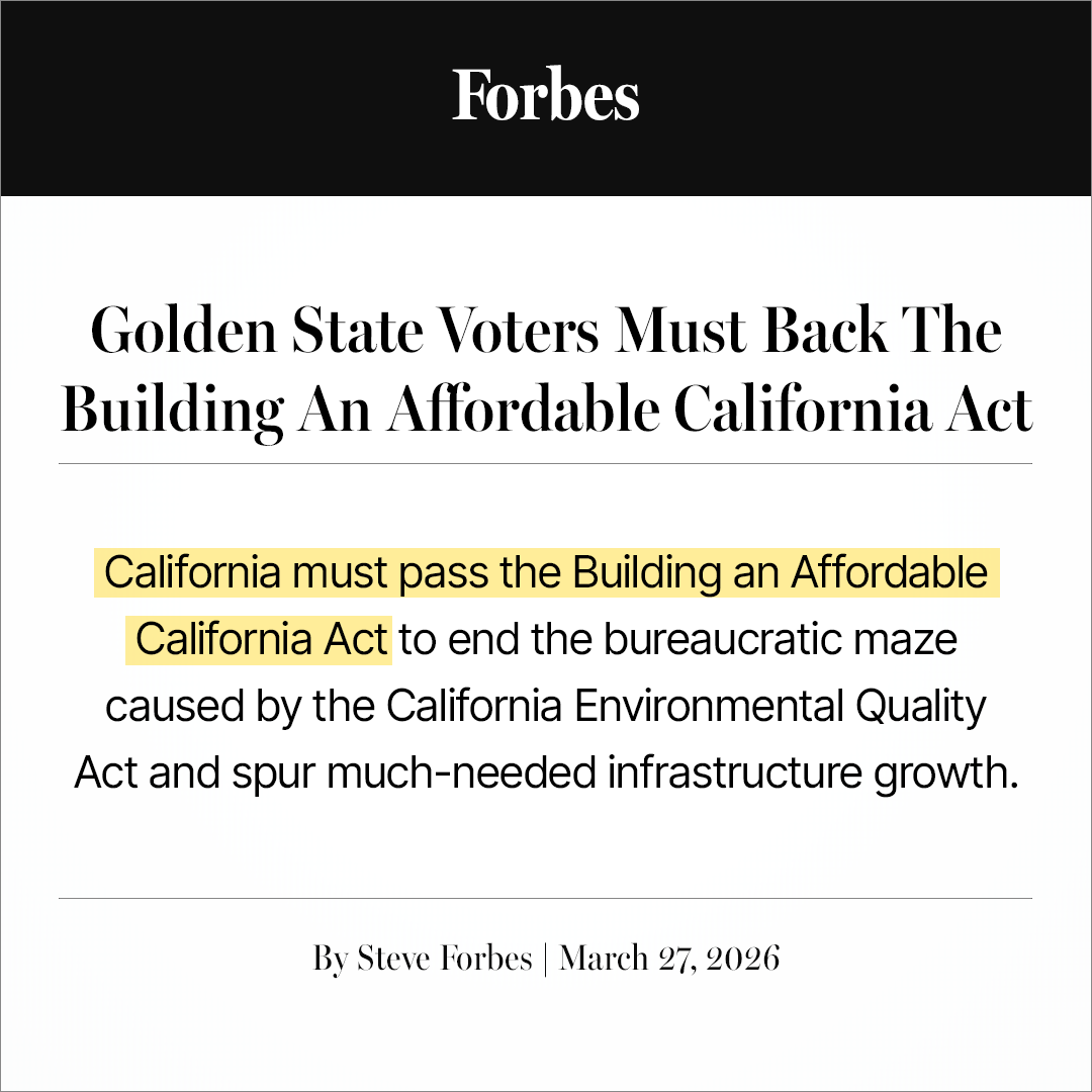YesProp45CA's tweet photo. Steve Forbes, Editor-in-Chief of @Forbes, urges Californians to vote YES on #AffordableCA—pointing to years of delays that have stalled housing, energy &amp; infrastructure projects Californians rely on. Read the full article: https://t.co/AZSsavpi6B https://t.co/vJo3YBx03T