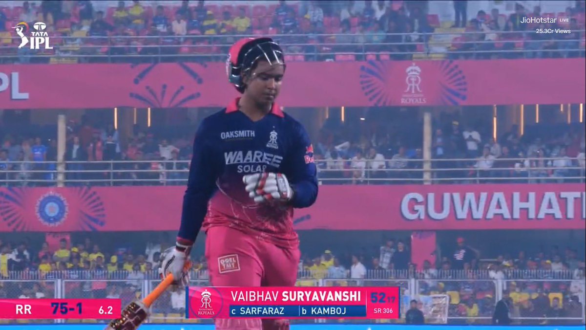 14-15 साल का बच्चा 15 गेंद में 50 मार के चला गया ⭐🤞
शानदार VAIBHAV SURYAVANSHI ❣️