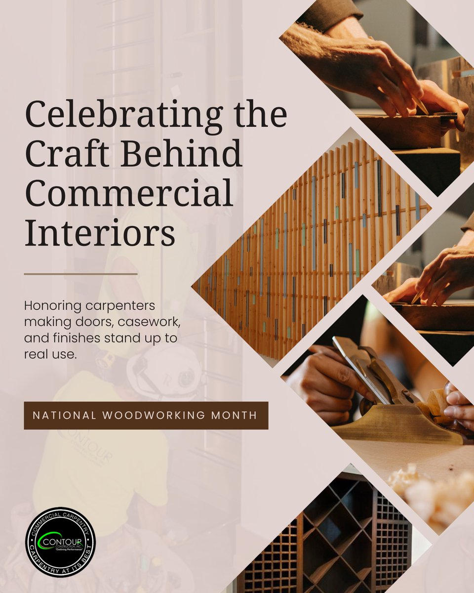 Most people never see the hours of layout, fitting, and fine-tuning behind a clean commercial interior.

#NationalWoodworkingMonth reminds us that carpenters dial in the details, from reveals to hardware, to ensure they hold up.

See our precision here: contour-construct.com