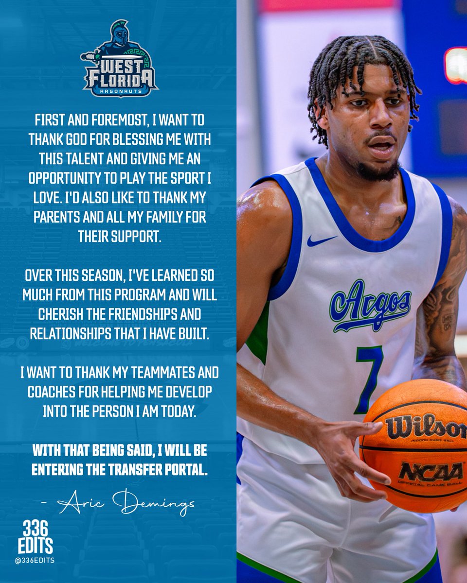 ar1c_'s tweet photo. Huge thank you to the University of West Florida. I’m grateful to my teammates and the coaching staff for an incredible season and all the support along the way. Wishing the program continued success moving forward! #goargos #chamipons #agtg https://t.co/WZWwigMFT1