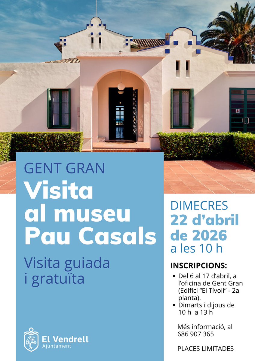 Nova sortida per a la gent gran del Vendrell: visita al Museu Pau Casals de Sant Salvador . Places limitades.