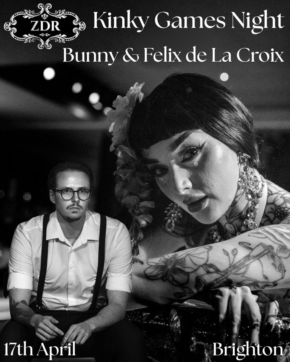 ZaraDuRose's tweet photo. Cluedo meets late-night noir...

We're excited to be finalising the line up for our k1nky games night in Brighton on 17th April!
 
To start us off, we have the incredible duo that is Bunny & Felix de La Croix!
 
Think Cluedo by way of late-night noir: a detective with a loose moral code, more interested in seduction than solutions, and a suspect who doesn’t play innocent.
 
Brought to life, this is Cluedo in real life with a naughty twist!

https://t.co/bRFS5e6QiC

Original images by VooDoo Imaging