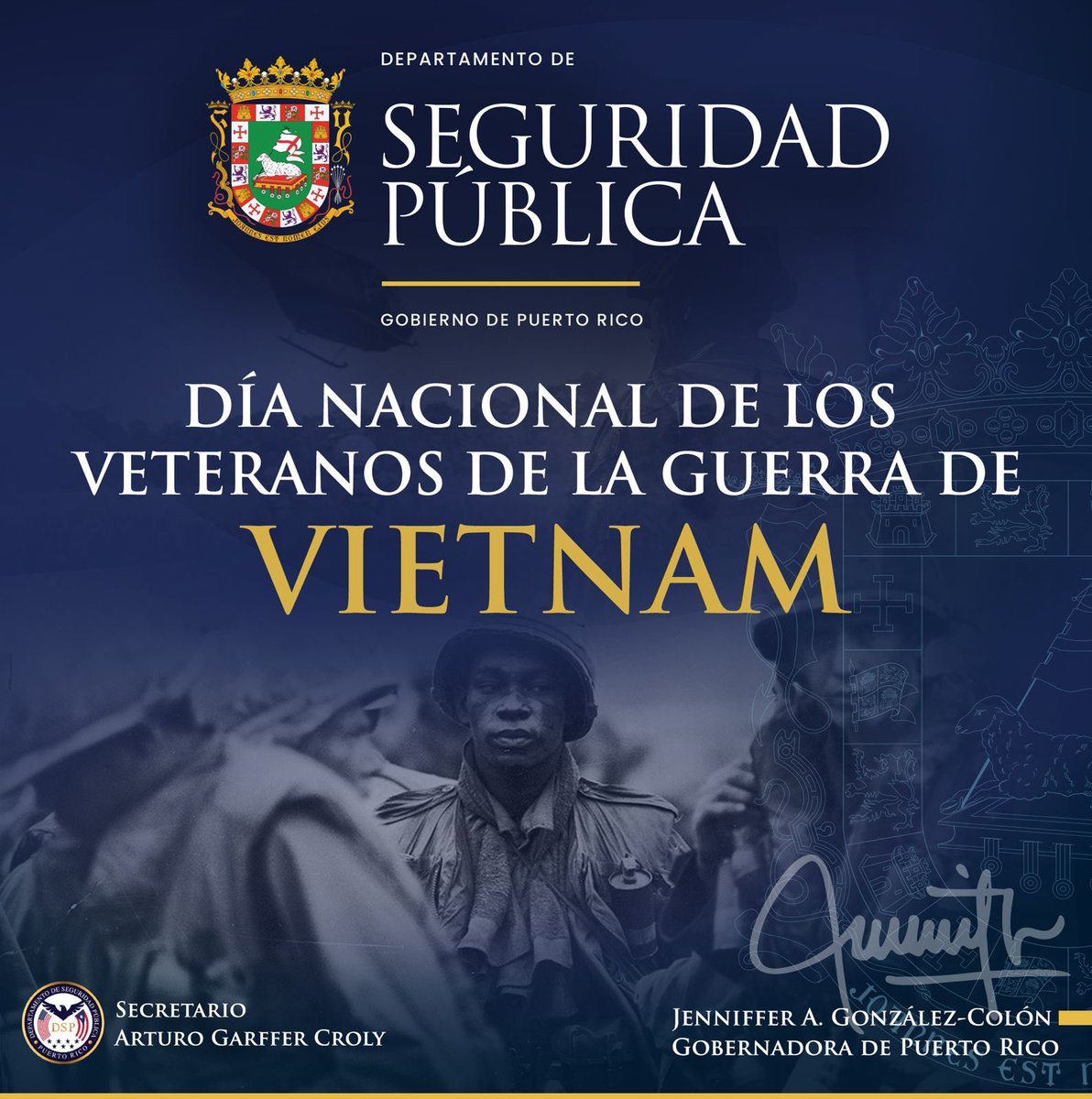 DSPnoticias's tweet image. Hoy honramos a los veteranos de la Guerra de Vietnam, ejemplo de valor, sacrificio y compromiso.

El secretario Arturo Garffer se une a este reconocimiento, reafirmando nuestro respeto a quienes sirvieron con honor.

Su legado vive en nuestra historia.

#DSP #Veteranos #Vietnam
