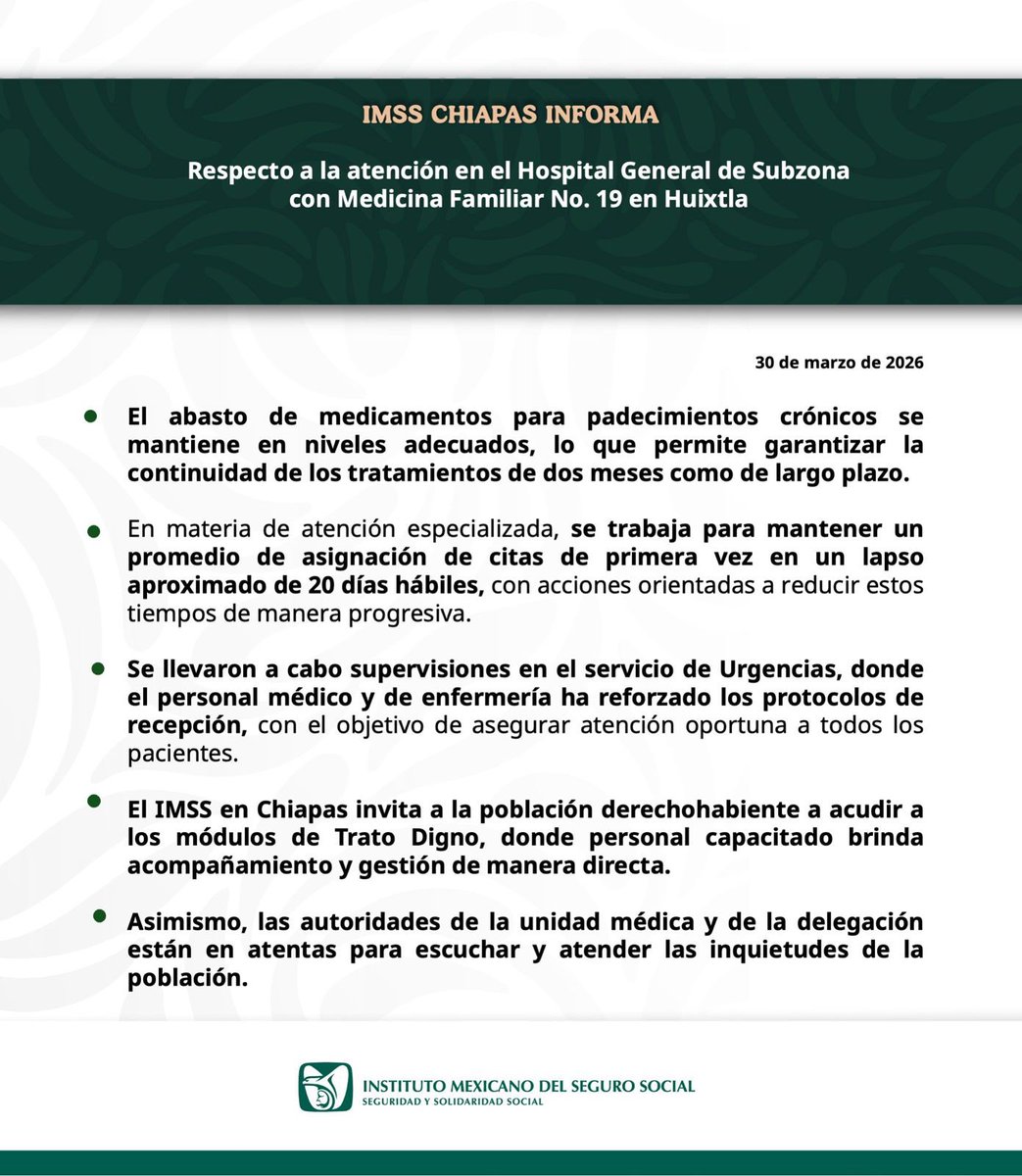 IMSS Chiapas tweet media