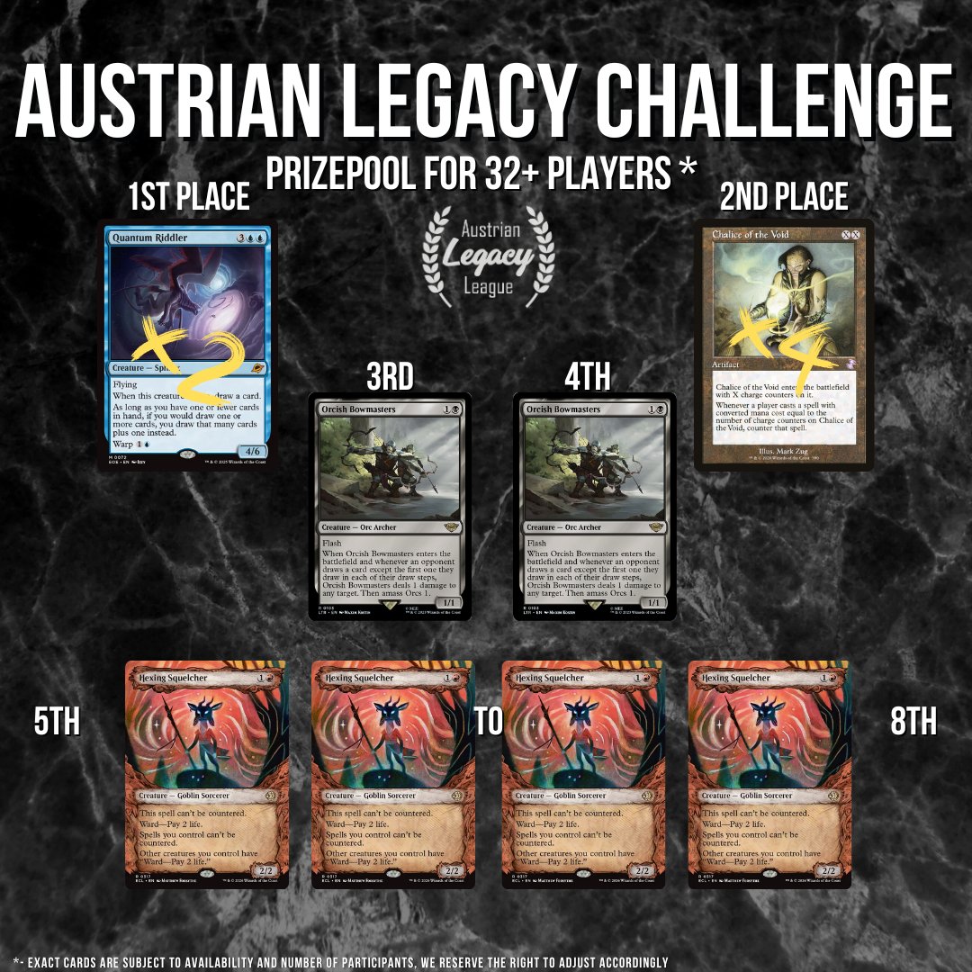 Austrian_Legacy's tweet photo. The #ALM Weekend is approaching fast!

📅15-17.5.26
🇦🇹 Linz

So here is the Prizepool for 32-45 players for the Main Event on Saturday and the Big Side Event on Sunday.

Get your tickets now at: 👇

https://t.co/sR19yL4OUo

Stay tuned for the next level up at 46+ players! https://t.co/8FruuiB6SV