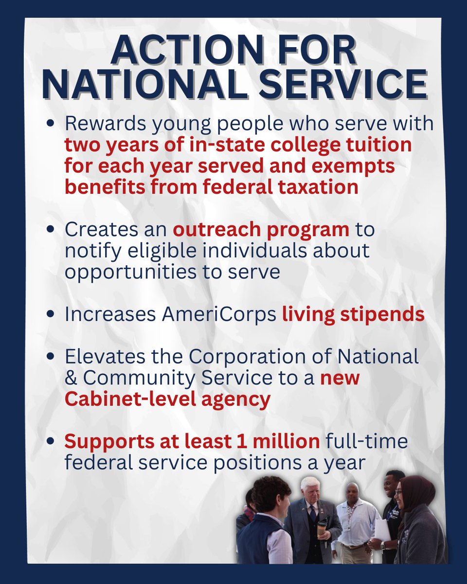 RepJohnLarson's tweet photo. In his inaugural address, President Kennedy issued his famous call to serve. @SenJackReed and I introduced the ACTION for National Service Act to expand service opportunities for all Americans and reduce the burden of student debt crushing our young people. https://t.co/lAn2yblD3b