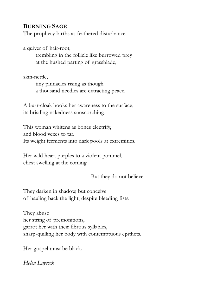 helen_laycock's tweet image. Well, OF COURSE, I chose #prophecy from the list of suggested @TopTweetTuesday prompts! 🧙‍♂️

Delighted to share with you my poem 'Burning Sage'...

Thank you, @MatthewMCSmith for hosting again. 🙏

#poetry #poetrycommunity #poetrychallenge 
#witch #mystic