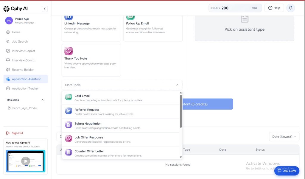With Ophy AI’s Application Assistant, you can generate a tailored cover letter in seconds using proven templates. Plus, unlock tools for cold emails, referrals, salary negotiation, and offer responses all in one place. Upgrade Your Job Hunt Instantly with OphyAI.com
