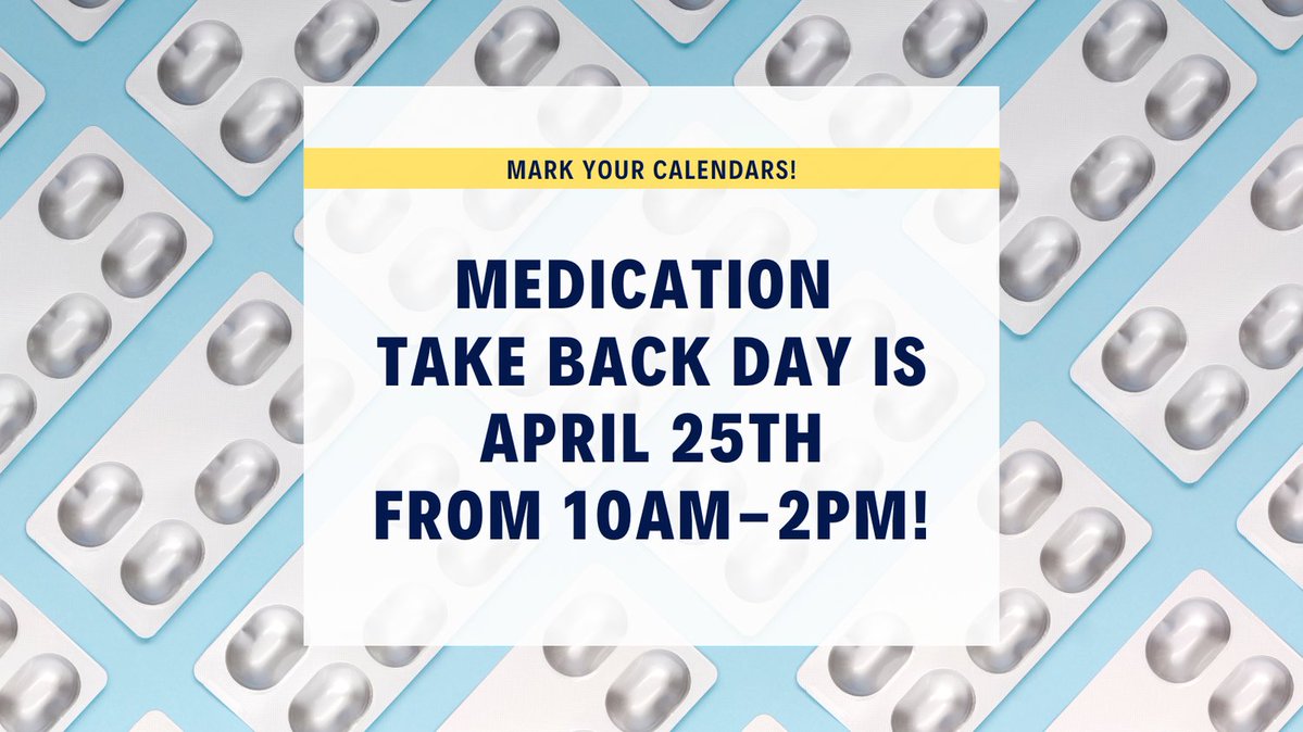 Medication Take Back Day is coming up on April 25th! 🗓️ It's one of the easiest ways to safely dispose of unused or expired medications and keep them out of the wrong hands. For more information, please visit: dea.gov/takebackday