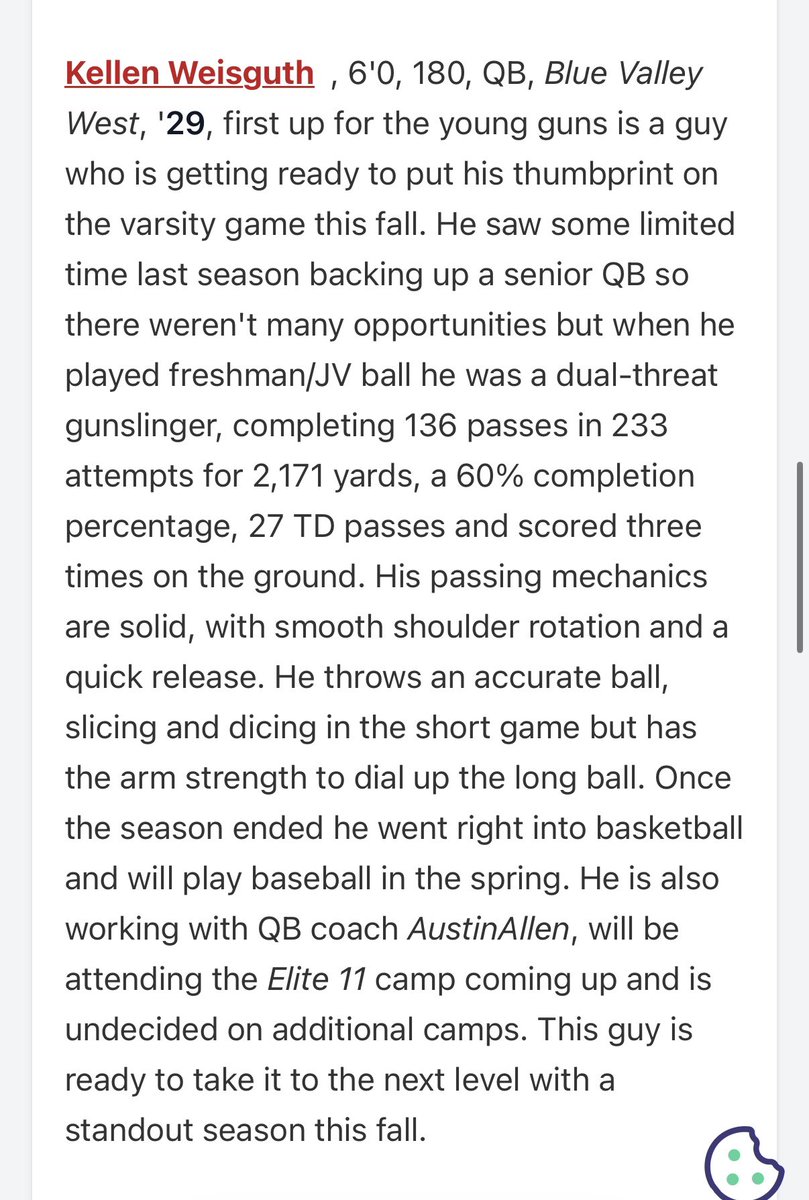 Kellen_weisguth's tweet photo. Thank you @cargile_wade and @PrepRedzoneKS for the amazing coverage. Always grateful for my trainers and coaches. @BVWFOOTBALL @coachkoerk @coachrampy_6 @austinallen8 https://t.co/T1HZMpMEn7
