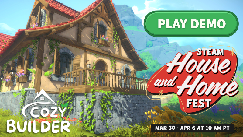 Cozy Builder Demo is released for the Steam House and Home Fest! Play now >> store.steampowered.com/app/4059000/Co… 
#HouseAndHomeFest #steam #indiegames <a href="/join_indie_io/">indie.io</a>