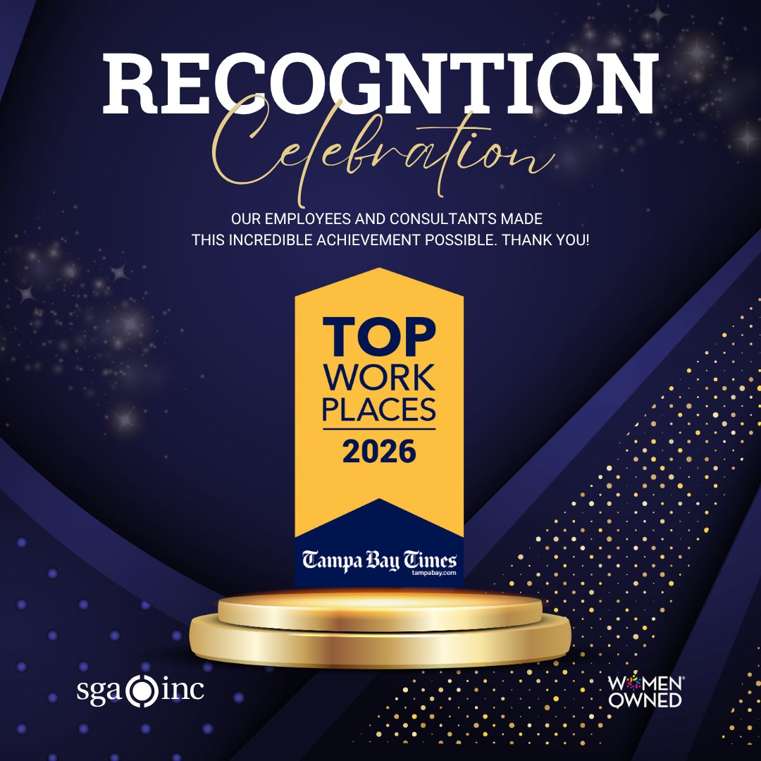 sgainc's tweet photo. We are proud to announce we've been named a 2026 @TopWorkplace. Thanks to our employees, consultants, @TB_Times, @topworkplaces and @teamenergage who helped make this happen! https://t.co/bGlXnKIyyZ