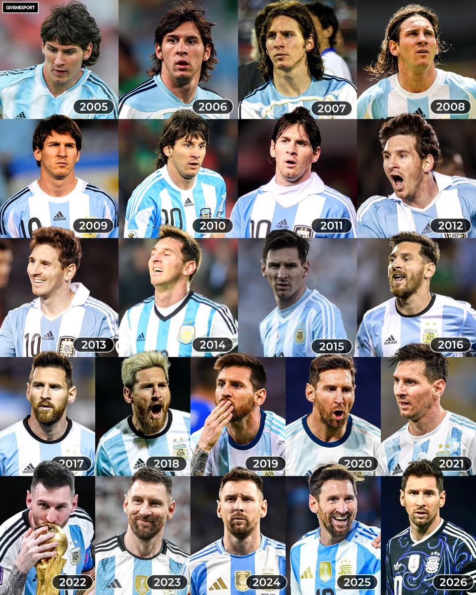 hrhasu's tweet photo. 22 glorious years of Messi in Argentina jersey. #LM10 https://t.co/Q0wExTR25O
