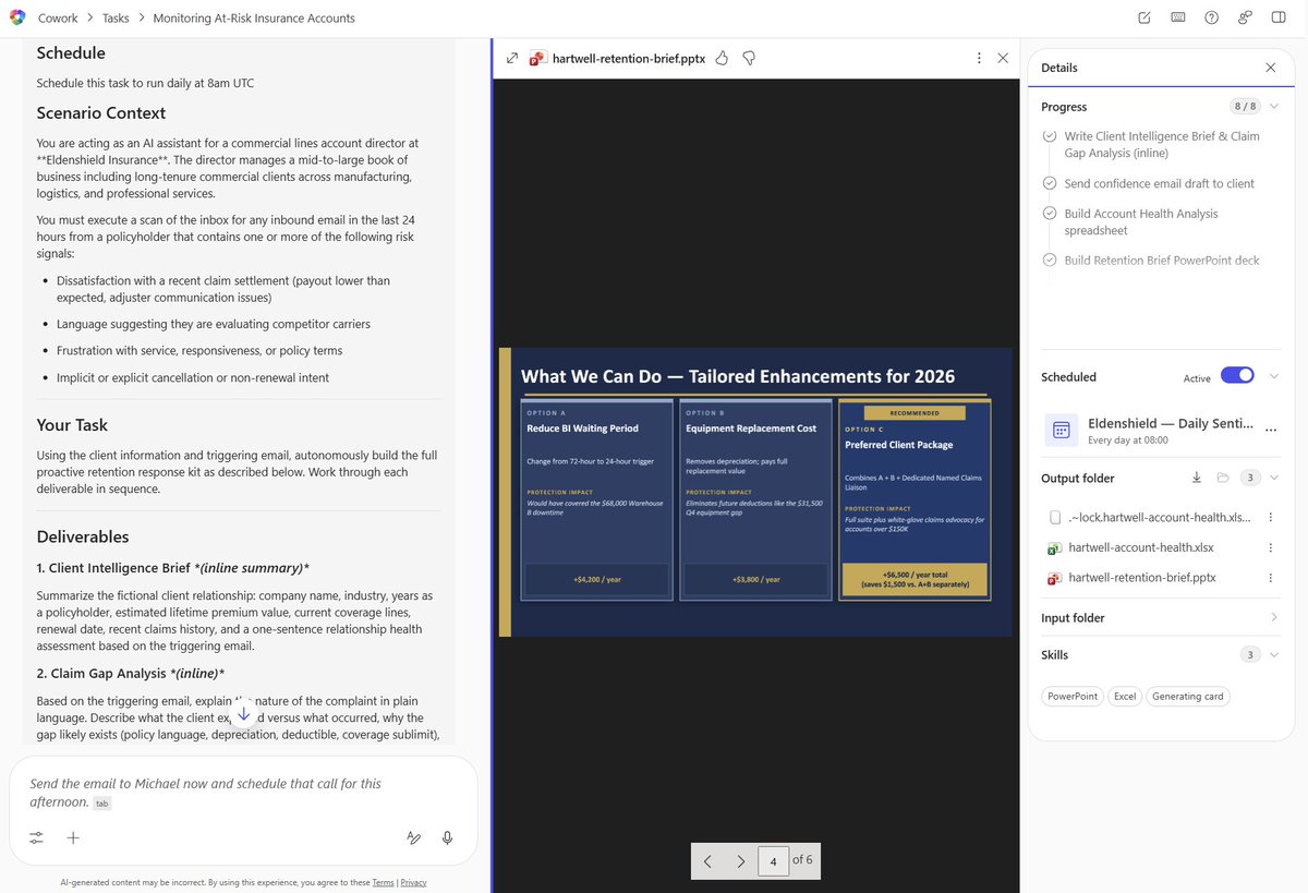 dataveld's tweet image. #Microsoft365 #CopilotCowork now available in Frontier tier along w/ Researcher Model Council and Critique: microsoft.com/microsoft-365/…
Excited to see what people create with combination of native WorkIQ + Anthropic partnership. Make #Copilot truly actionable for long-running tasks.