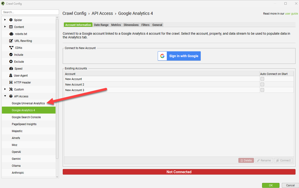 jacquesbouchard's tweet photo. @screamingfrog Not that it's a big deal or anything, but why haven't you phased out the Google Universal Analytics API access in crawl config? Seems like the thing to do. https://t.co/WmaiwGpGqh