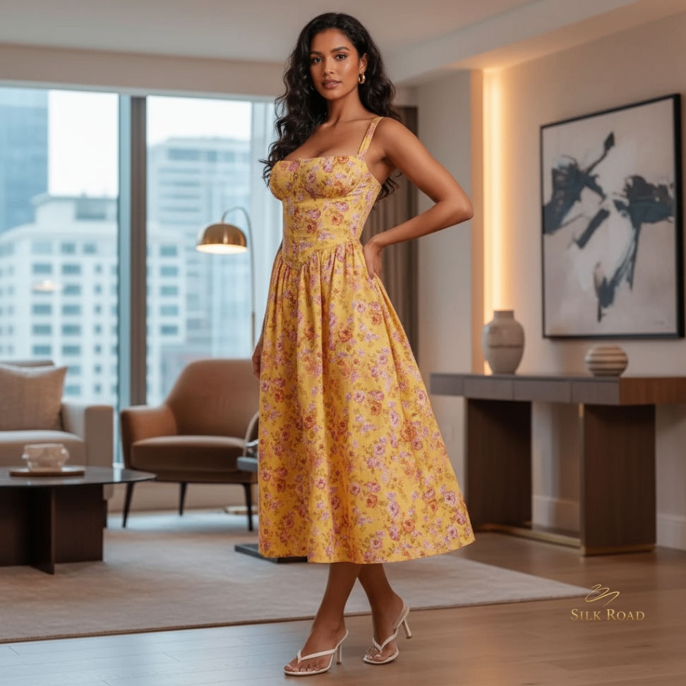 silkroadcache's tweet image. Embrace spring with our Fleur de Jardin Floral Yellow Midi Dress. Timeless elegance meets modern sophistication for a look that exudes refined beauty. ✨

Shop now at silkroadcache.com

#SilkRoad #SpringElegance #FloralDress #TimelessStyle
