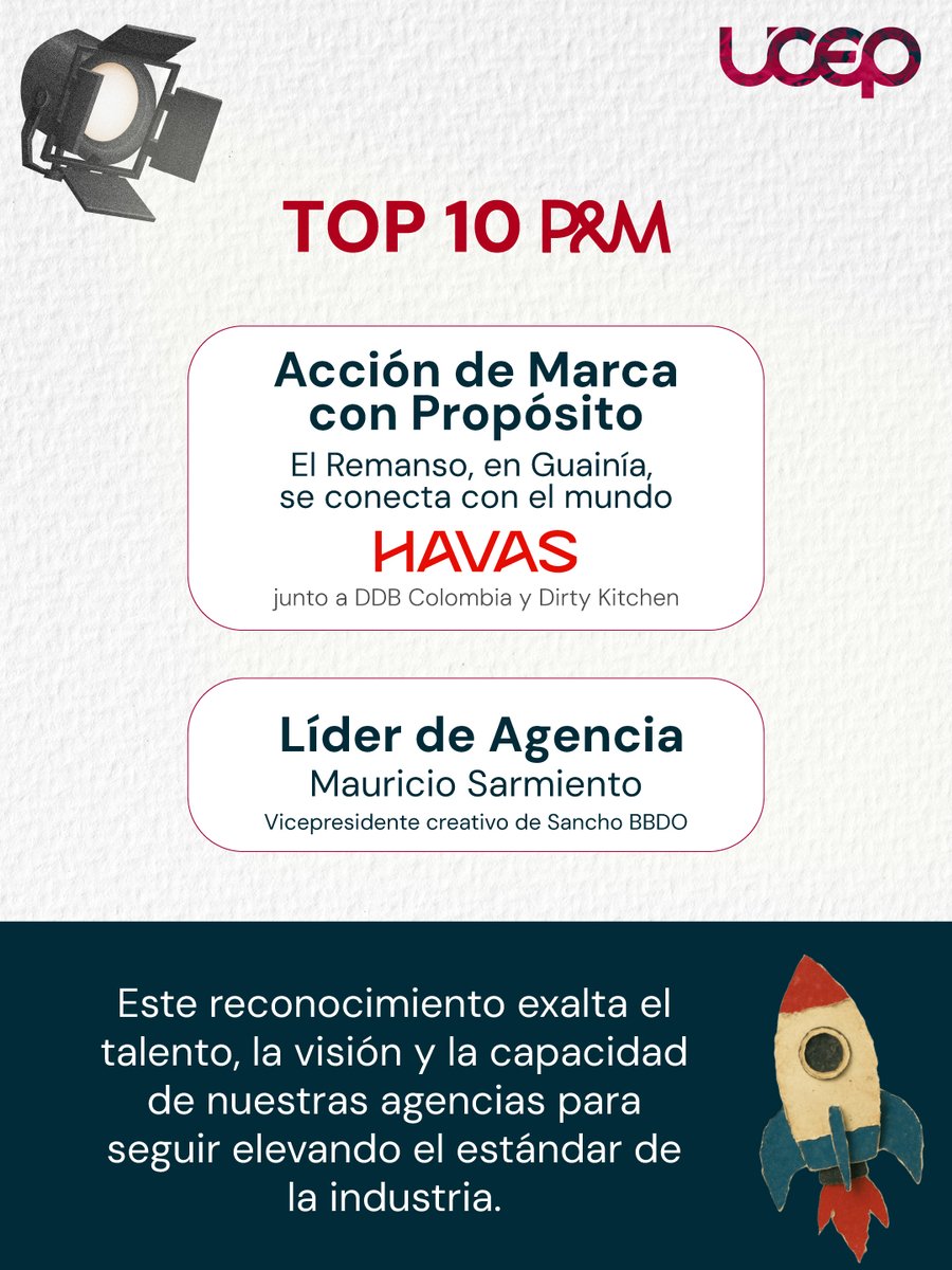 Ucepcol's tweet photo. El talento de nuestras agencias afiliadas vuelve a destacarse en el Top 10 de la revista P&amp;M un reconocimiento que refleja lo mejor de la creatividad, la estrategia y el impacto en Colombia. 

#LaUCEP #IndustriaCreativa #PublicidadColombia #Top10PyM https://t.co/XrCLni1l3B