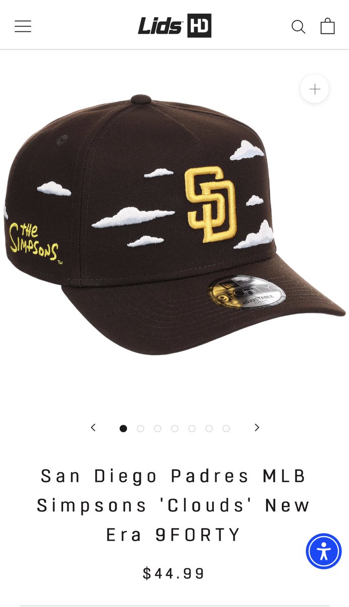 Los__Dos's tweet photo. You guys (@TheSimpsons &amp; @lids) had the chance to make a good Padres/Simpsons hat and totally missed the mark.  You even had the perfect Homer in a brown robe, but all we got was a clouds hat? https://t.co/Osq3KklR8W