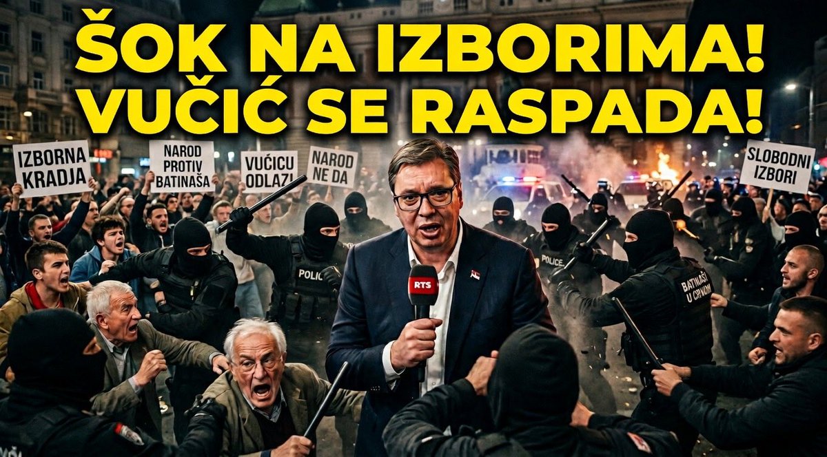 SlavijaI's tweet photo. ŠOK NA IZBORIMA ❗️ VUČIĆ SE RASPADA ❗️
📺 Pregled dana na Slavija specijal 👉 https://t.co/1ADHGokgfW
#slavijainfo #izboriAR #izboriLU #izboriSP #izboriKL #izboriKZ #izboriKU #izboriBB #izboriSE #izboriMP #izboriBO #izbori2026 https://t.co/m9oV8x3i1c