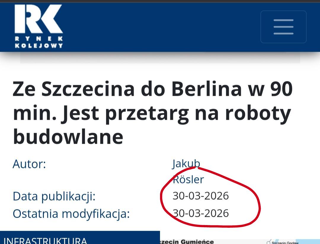 To nie déjà vu.
Za pierwszej PO, minister Nowak w 2012 roku obiecywał kolej Szczecin–Berlin w 90 min. Miała być wybudowaną w 2020. 
Po 14 latach kolei nie ma, ale jest kolejna obietnicą....