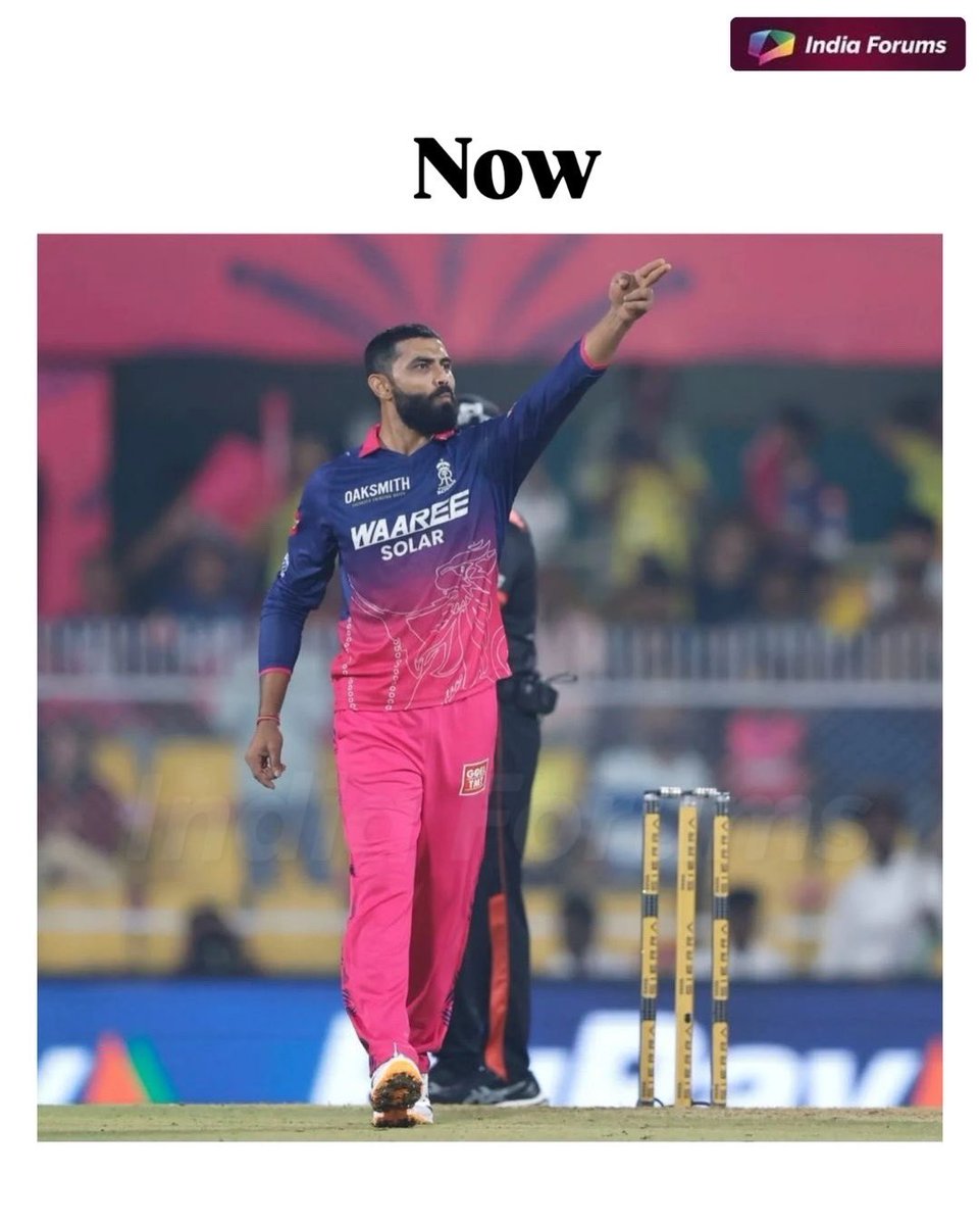 indiaforums's tweet photo. Something never changes ππ₯ Ravindra Jadeja, new team but the same first-over magic, striking twice against Chennai Super Kings. π
.
.
.
#RavindraJadeja #RRvsCSK #IPL #FirstOverMagic #Cricket #Jaddu #Wickets #GameChanger #T20Cricket
#IndiaForums @imjadeja https://t.co/W0yJkoYYMM