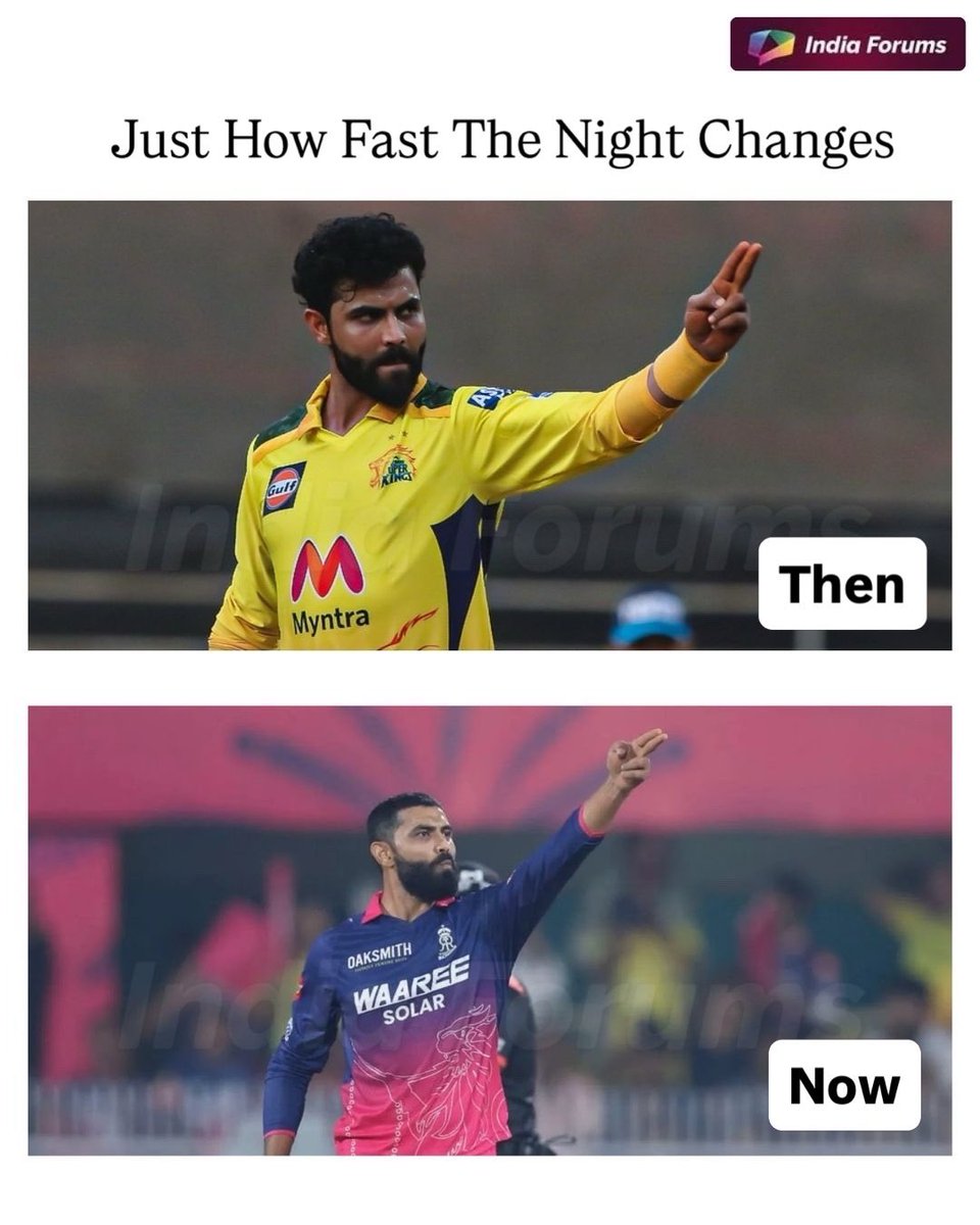 indiaforums's tweet photo. Something never changes ππ₯ Ravindra Jadeja, new team but the same first-over magic, striking twice against Chennai Super Kings. π
.
.
.
#RavindraJadeja #RRvsCSK #IPL #FirstOverMagic #Cricket #Jaddu #Wickets #GameChanger #T20Cricket
#IndiaForums @imjadeja https://t.co/W0yJkoYYMM
